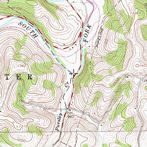 Topographic Map of Pursley Creek, PA