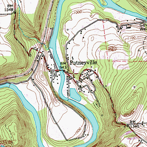 Topographic Map of Putneyville, PA