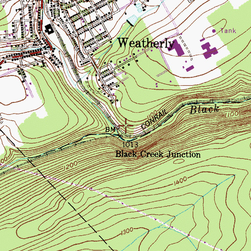 Topographic Map of Quakake Creek, PA