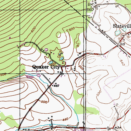 Topographic Map of Quaker City, PA