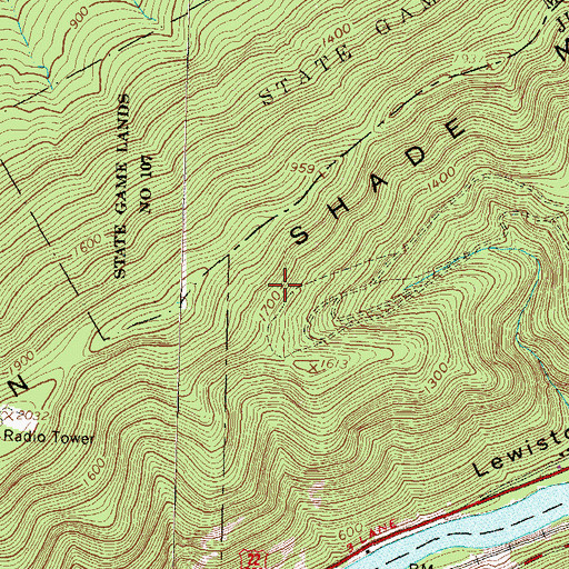 Topographic Map of Shade Mountain, PA