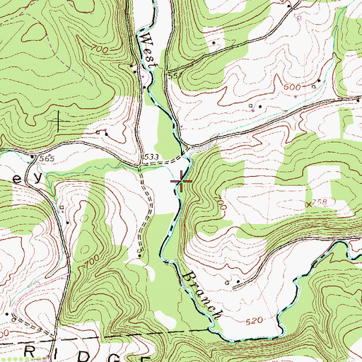 Topographic Map of Quaker Run, PA