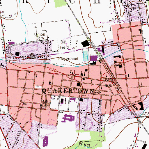 Topographic Map of Quakertown, PA