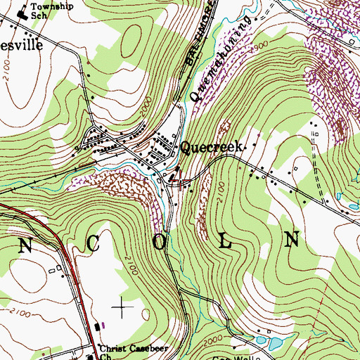 Topographic Map of Quecreek, PA