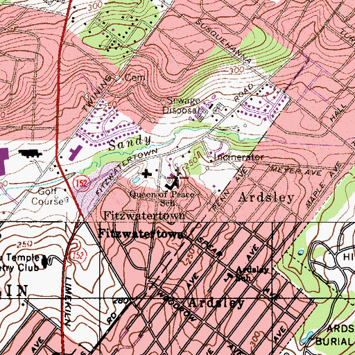 Topographic Map of Queen of Peace School, PA