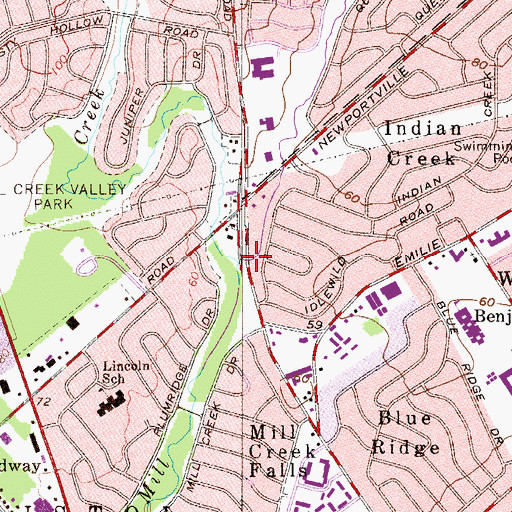 Topographic Map of Queen Anne Creek, PA