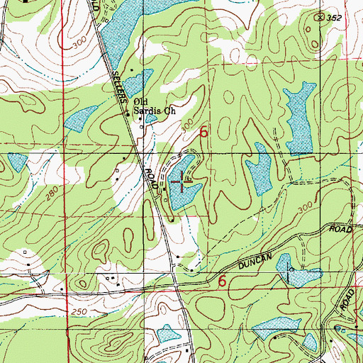 Topographic Map of Flowers Lake, AL