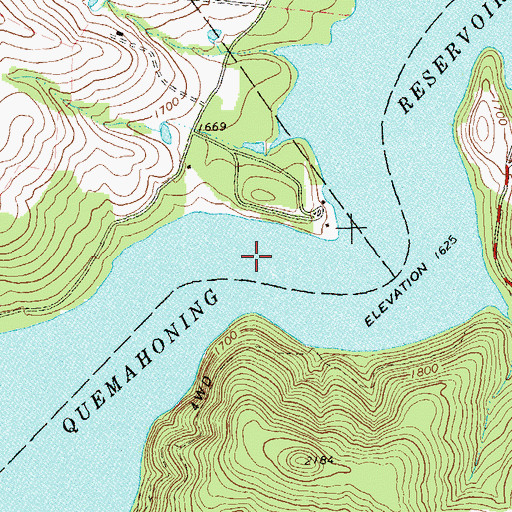 Topographic Map of Quemahoning Reservoir, PA