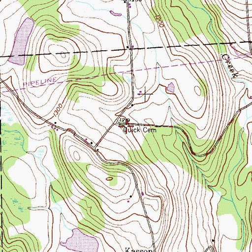 Topographic Map of Quick Cemetery, PA