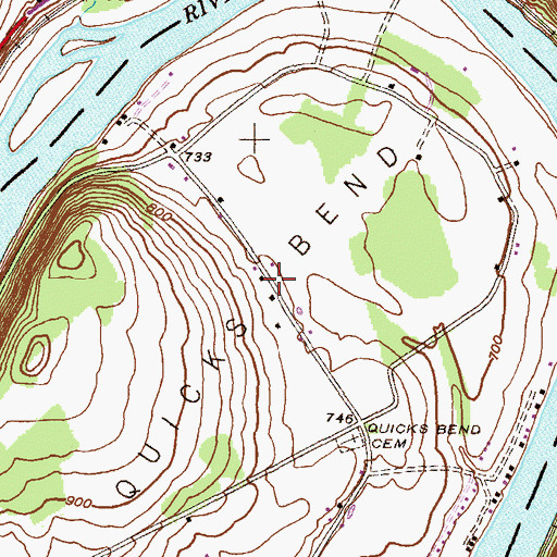 Topographic Map of Quicks Bend, PA