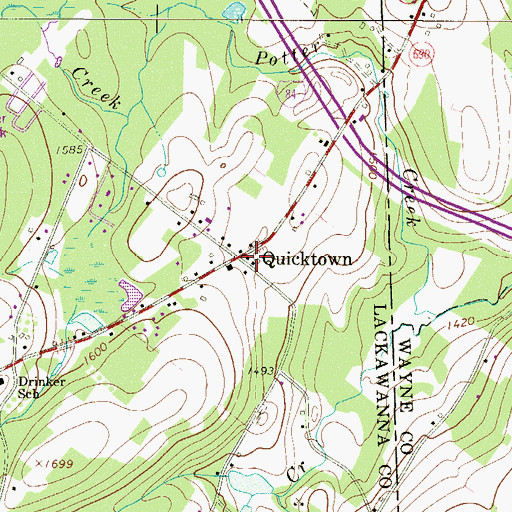 Topographic Map of Quicktown, PA