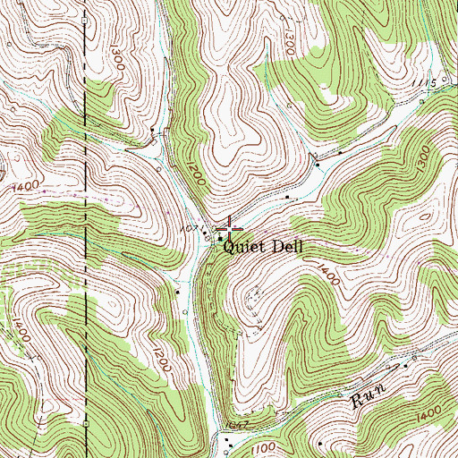 Topographic Map of Quiet Dell, PA