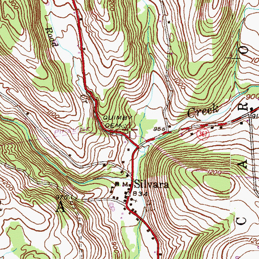 Topographic Map of Quimby Cemetery, PA