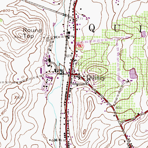 Topographic Map of Quincy, PA
