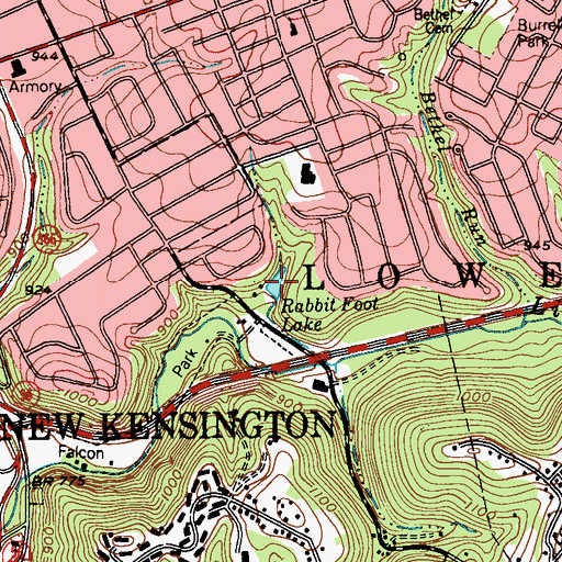 Topographic Map of Rabbit Foot Lake, PA