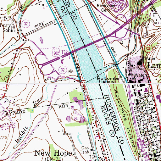 Topographic Map of Rabbit Run, PA