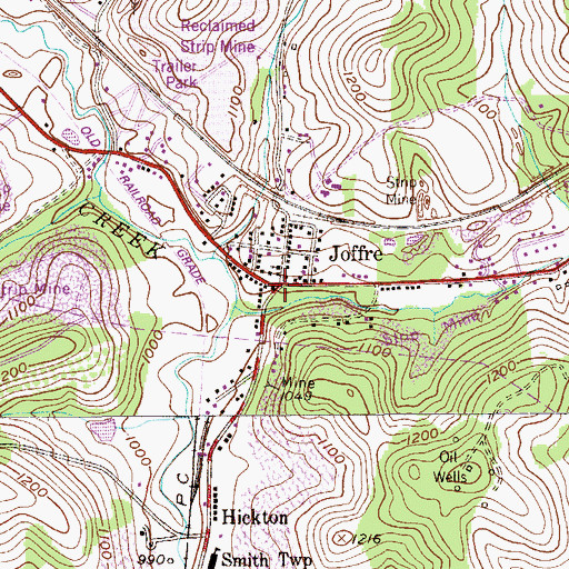 Topographic Map of Joffre, PA