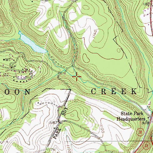 Topographic Map of Raccoon Creek State Park, PA
