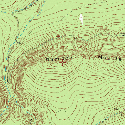 Topographic Map of Raccoon Mountain, PA