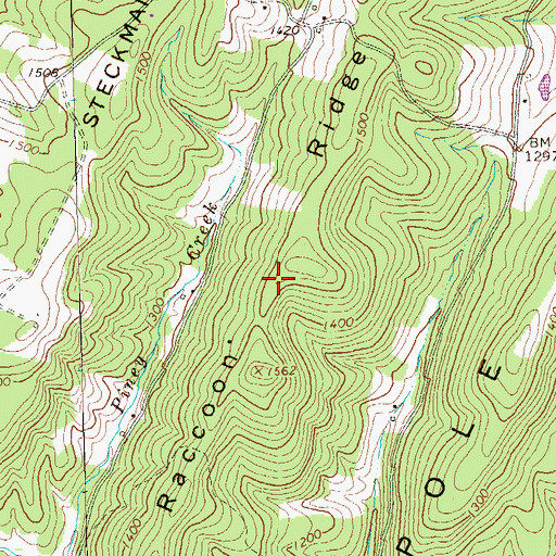Topographic Map of Raccoon Ridge, PA
