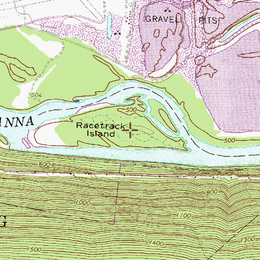 Topographic Map of Racetrack Island, PA
