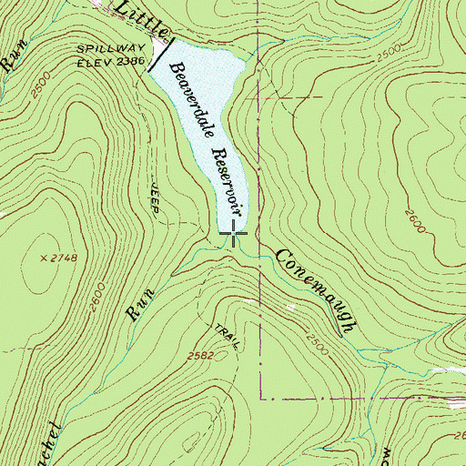 Topographic Map of Rachel Run, PA