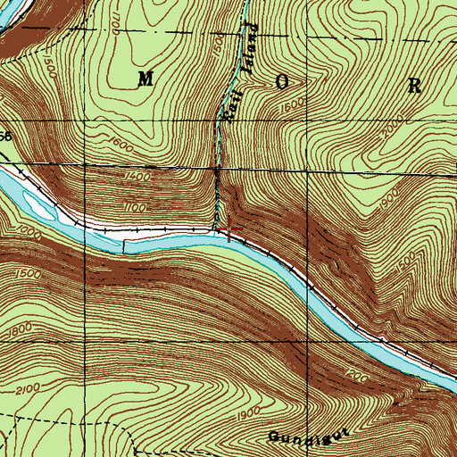 Topographic Map of Rail Island Run, PA