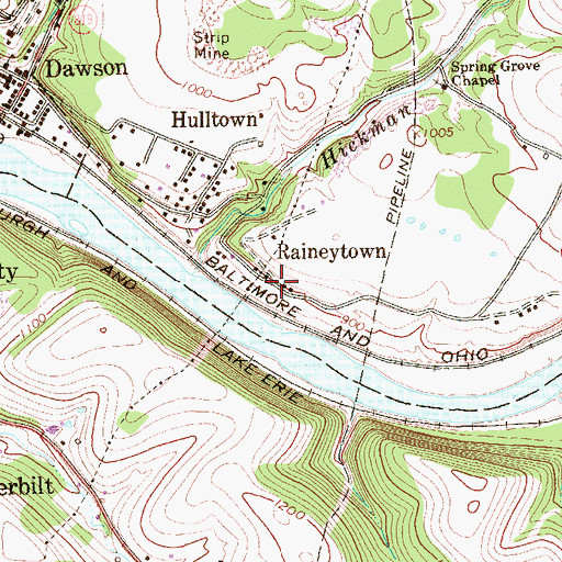 Topographic Map of Raineytown, PA