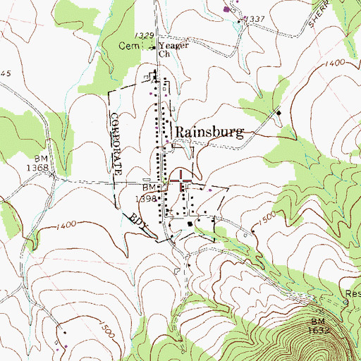 Topographic Map of Rainsburg, PA