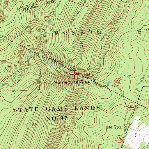 Topographic Map of Rainsburg Gap, PA