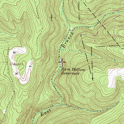 Topographic Map of Ram Hollow Reservoir, PA
