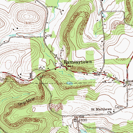 Topographic Map of Ramsaytown, PA