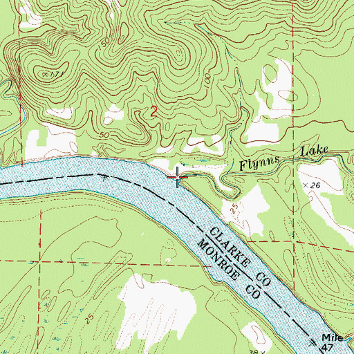 Topographic Map of Flynns Lake Creek, AL