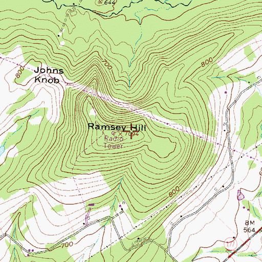 Topographic Map of Ramsey Hill, PA