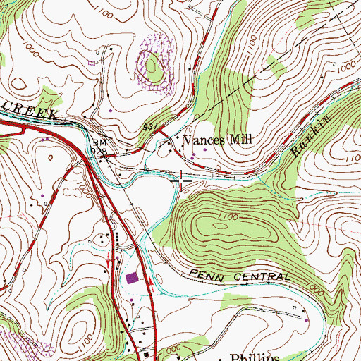 Topographic Map of Rankin Run, PA