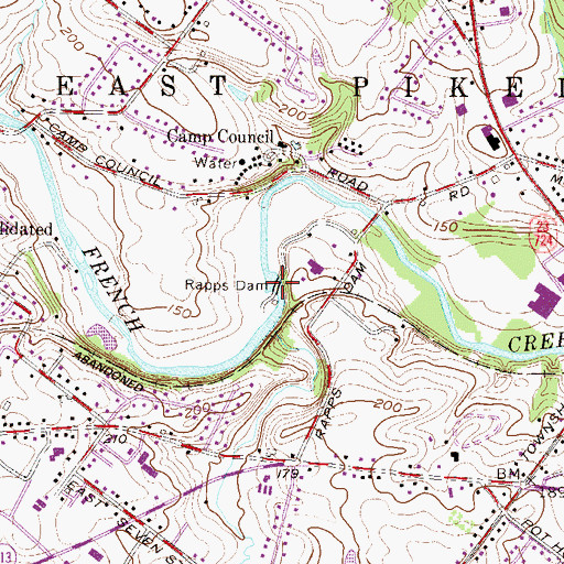Topographic Map of Rapps Dam, PA