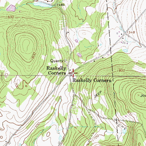 Topographic Map of Raskelly Corners, PA