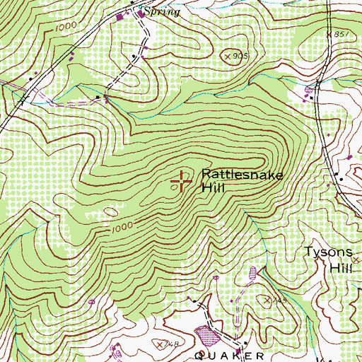 Topographic Map of Rattlesnake Hill, PA