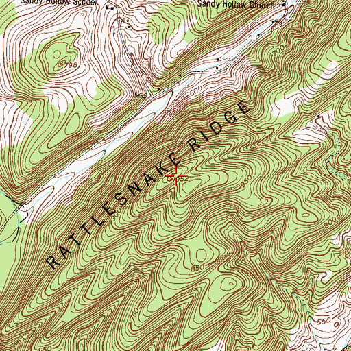 Topographic Map of Rattlesnake Ridge, PA