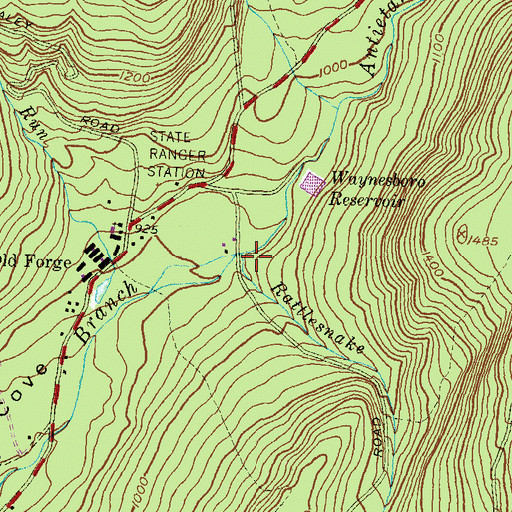 Topographic Map of Rattlesnake Run, PA