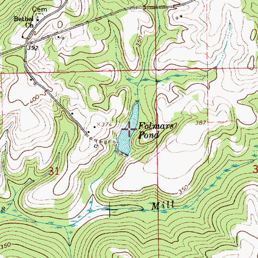 Topographic Map of Folmars Pond, AL