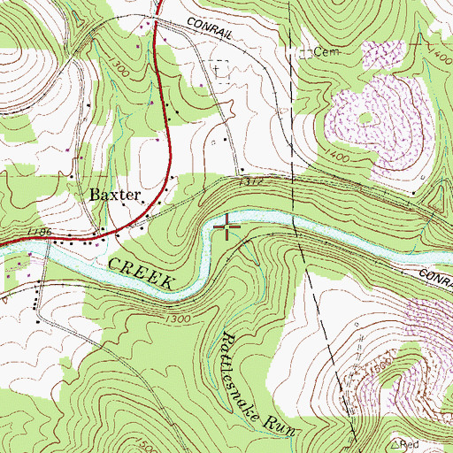 Topographic Map of Rattlesnake Run, PA
