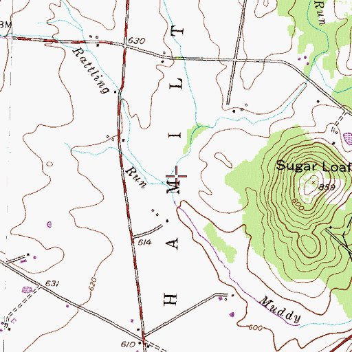 Topographic Map of Rattling Run, PA