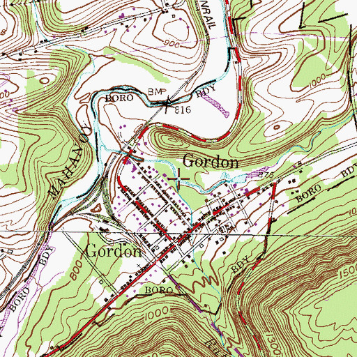 Topographic Map of Rattling Run, PA