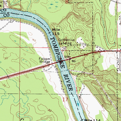 Topographic Map of Folsom Bridge, AL