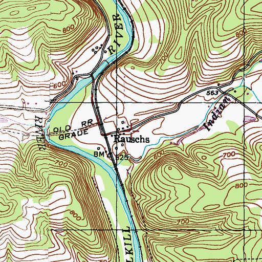 Topographic Map of Rauschs, PA