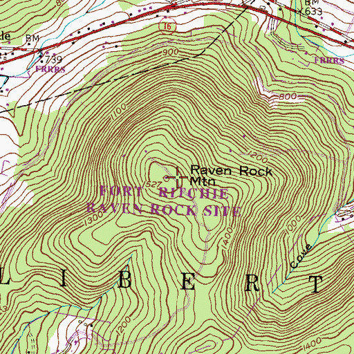 Topographic Map of Raven Rock Mountain, PA