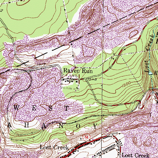 Topographic Map of Raven Run, PA