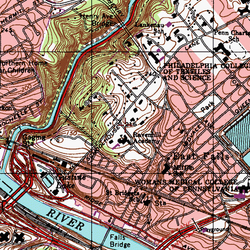 Topographic Map of Ravenhill Academy, PA