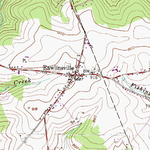 Topographic Map of Rawlinsville, PA